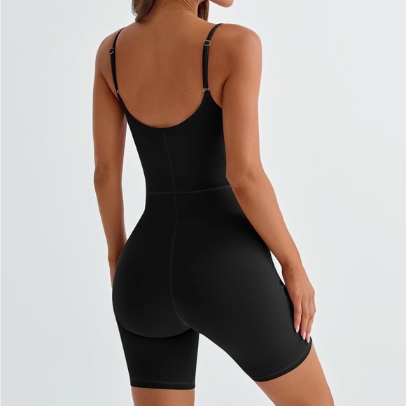NWT Black unitard bodysuit biker shorts outfit - Picture 2 of 3